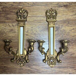 Vintage Syroco Wall Sconces Pair 4061, Pair Of MCM Regency Double Candle Holders